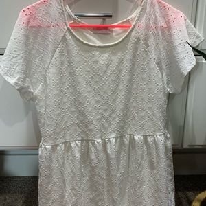 Pink Lily White lace peplum top